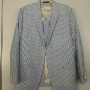 Brooks Brothers Blue Seersucker Men's Jacket 44R NWOT